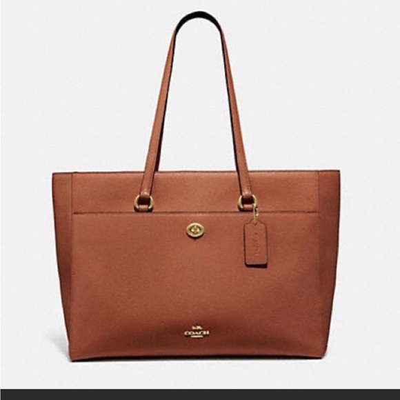 Coach Handbags - Coach Crossgrain Leather Folio Tote Saddle/Gold